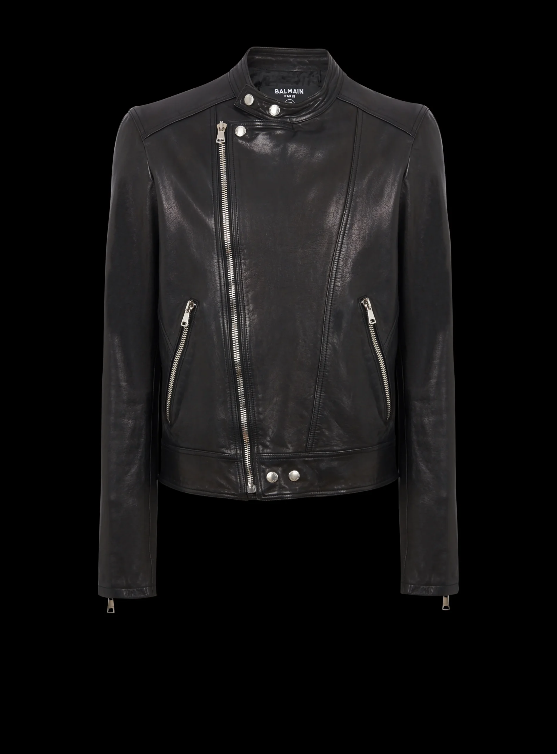 Balmain Zipped Leather Biker Jacket