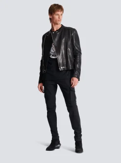 Balmain Zipped Leather Biker Jacket