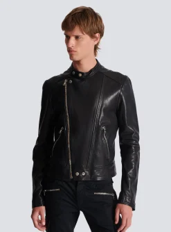 Balmain Zipped Leather Biker Jacket